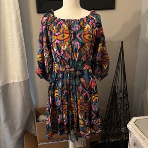 Vibrant Multicolor Boho Floral Print Dress